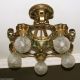 697 Vintage 20s 30s Ceiling Light Lamp Fixture Art Nouveau Polychrome Chandelier Chandeliers, Fixtures, Sconces photo 1