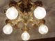 697 Vintage 20s 30s Ceiling Light Lamp Fixture Art Nouveau Polychrome Chandelier Chandeliers, Fixtures, Sconces photo 3