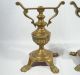 Antique Pair Lion Paw 4 Footed Solid Brass Fireplace Tool Rests Fire Dogs Fireplaces & Mantels photo 1