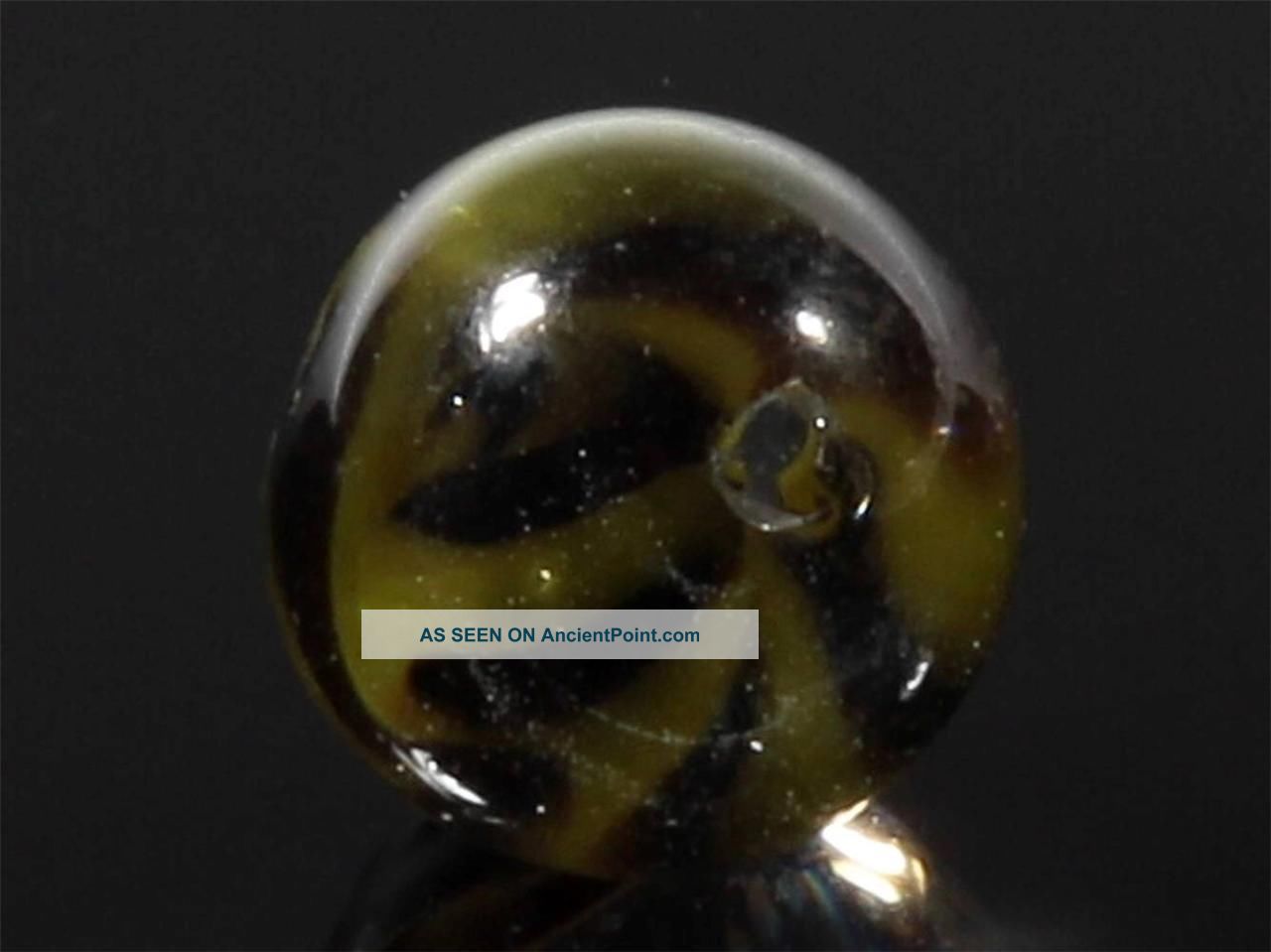 (1) 10mm Antique Czech Yellow Black Lampwork Crystal Glass Waistcoat Ball Button Buttons photo