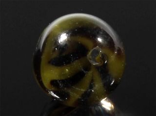 (1) 10mm Antique Czech Yellow Black Lampwork Crystal Glass Waistcoat Ball Button photo