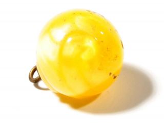 (1) 12mm Rare Antique Czech Satin Yellow Lampwork Glass Waistcoat Ball Button photo