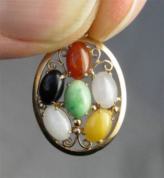 Lavender Jade 14k Gold Necklace Pendant Carnelian Onyx Jade Great photo