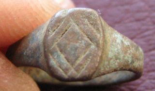 Authentic Ancient Artifact Bronze Roman Garrison Ring 1/2 Us 12mm 11605 photo
