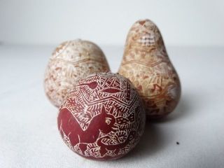 3 Quality Small Incised Decorative Mini - Gourds Bolivia,  C 1980’s photo