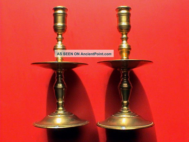Rare Antique Dutch Heemskirk Type Candle Holders,  18th Century Ad. Metalware photo