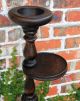 Antique English Carved Oak 2 - Tier Smoke Smoking Stand Pedestal Table Plant Stand 1900-1950 photo 1