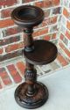 Antique English Carved Oak 2 - Tier Smoke Smoking Stand Pedestal Table Plant Stand 1900-1950 photo 3