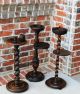 Antique English Carved Oak 2 - Tier Smoke Smoking Stand Pedestal Table Plant Stand 1900-1950 photo 5