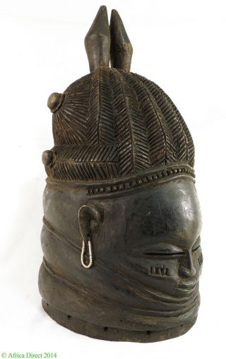 Mende Helmet Mask Sowei Horns On Top Liberia African Was $550.  00 photo
