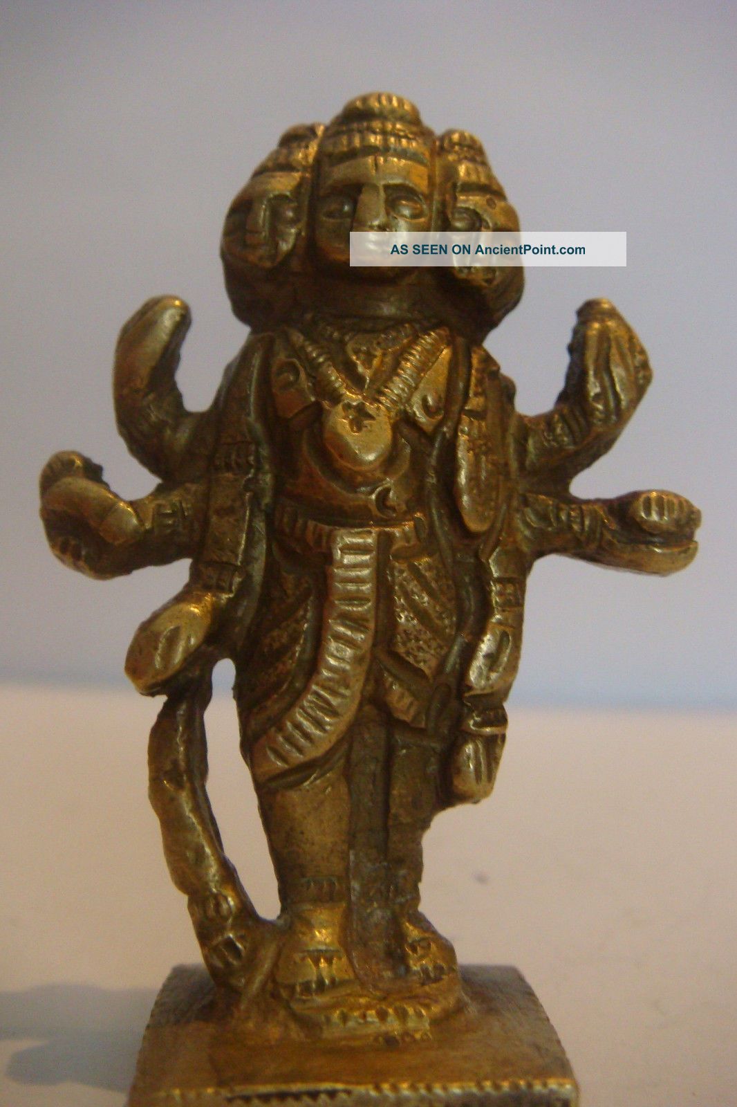 Old Antique Hindu Traditional India Ritual Bronze Statue Of Dattatraya Miniature India photo