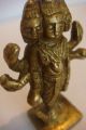 Old Antique Hindu Traditional India Ritual Bronze Statue Of Dattatraya Miniature India photo 4