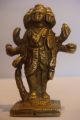 Old Antique Hindu Traditional India Ritual Bronze Statue Of Dattatraya Miniature India photo 5