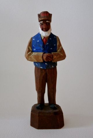 Vintage Hand Carved & Painted Wooden Man Figure Rustic Art Shop Quebec Canada photo
