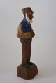 Vintage Hand Carved & Painted Wooden Man Figure Rustic Art Shop Quebec Canada Carved Figures photo 1