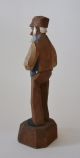 Vintage Hand Carved & Painted Wooden Man Figure Rustic Art Shop Quebec Canada Carved Figures photo 3
