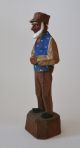 Vintage Hand Carved & Painted Wooden Man Figure Rustic Art Shop Quebec Canada Carved Figures photo 4