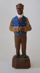 Vintage Hand Carved & Painted Wooden Man Figure Rustic Art Shop Quebec Canada Carved Figures photo 5