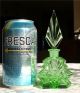 Vtg Czechoslovakian Green Cut Glass Perfume Bottle W/ Angular Cuts Art Deco Perfume Bottles photo 4