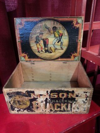 Rare Antique Dovetailed Wooden Store Display Box - Antique Mason ' S Shoe Polish photo