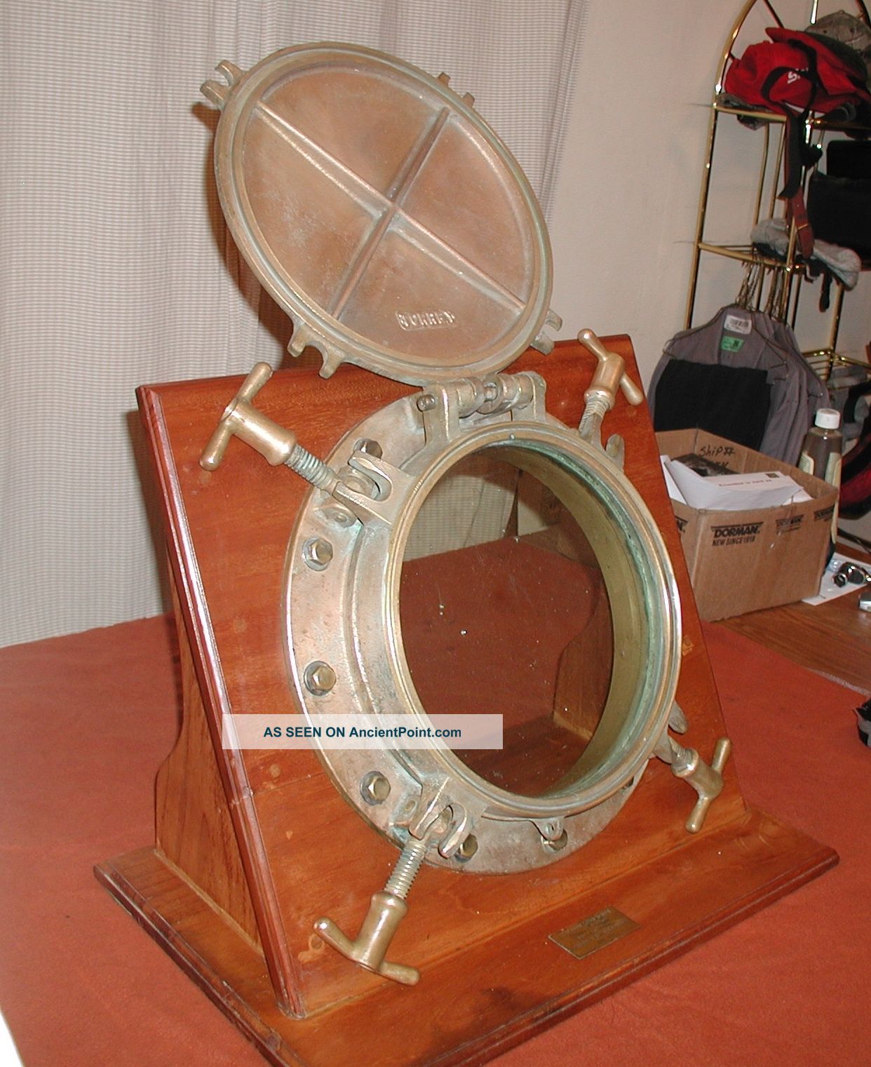 Ww2 Vintage Brass Porthole From Uscg Cutter Spencer W36 With Battlecover & Glass Portholes photo