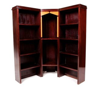 Antique Corner Bookcase Swedish Open Bookshelves Mahogany Maple Shelving photo