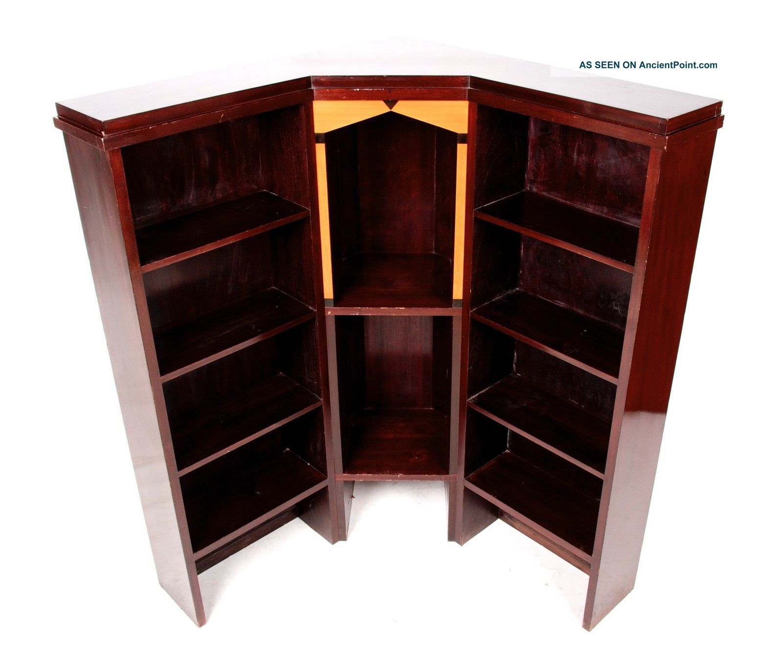 Antique Corner Bookcase Swedish Open Bookshelves Mahogany Maple