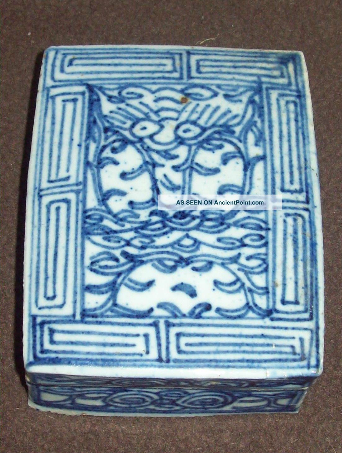 Fine 19th C Chinese Blue And White Sweet Pea Porcelain Ink Pot Box With Lid Vase Pots photo