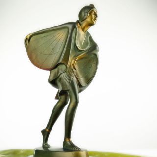 Sent M ' Ahesa Rare 1920s Art Deco Bat Dancer Bronze Sculpture By O.  Hafenrichter photo