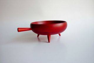 Mid Century Modern Paavo Asikainen Finland Red Footed Wooden Bowl photo
