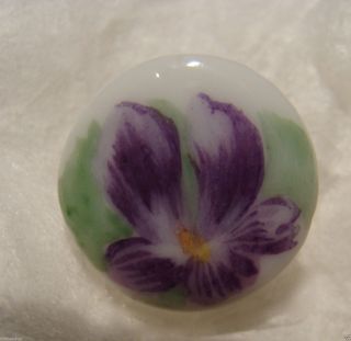 Antique Hand Painted Porcelain/china Button Violas Snap Dragons photo