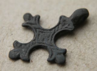 Viking Period Bronze Decоrated Cross Scandinavian Norse Pendant 900 Ad Vf, photo