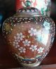 Early Goldstone Cloisonne Jar W/ Koi And Pheonix Meiji Vases photo 2