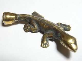 Unusual British Post Medieval Cleaned Running Lizard Pipe Tamper.  (a659) photo