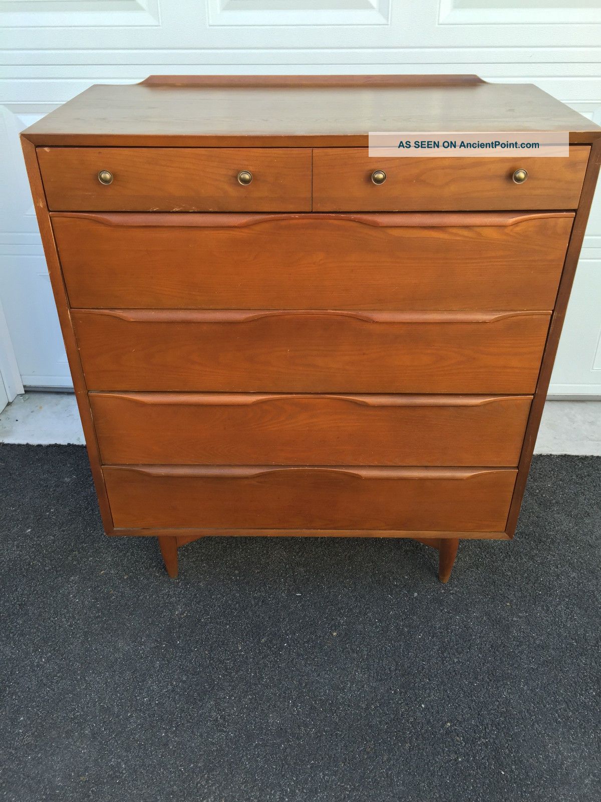 Mid Century Modern Heywood Wakefield Teak 5 Drawer Dresser Mans High Chest Post-1950 photo