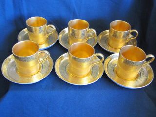Antique Minton Gold Brocade Demitasse Cup Saucer/saucers photo