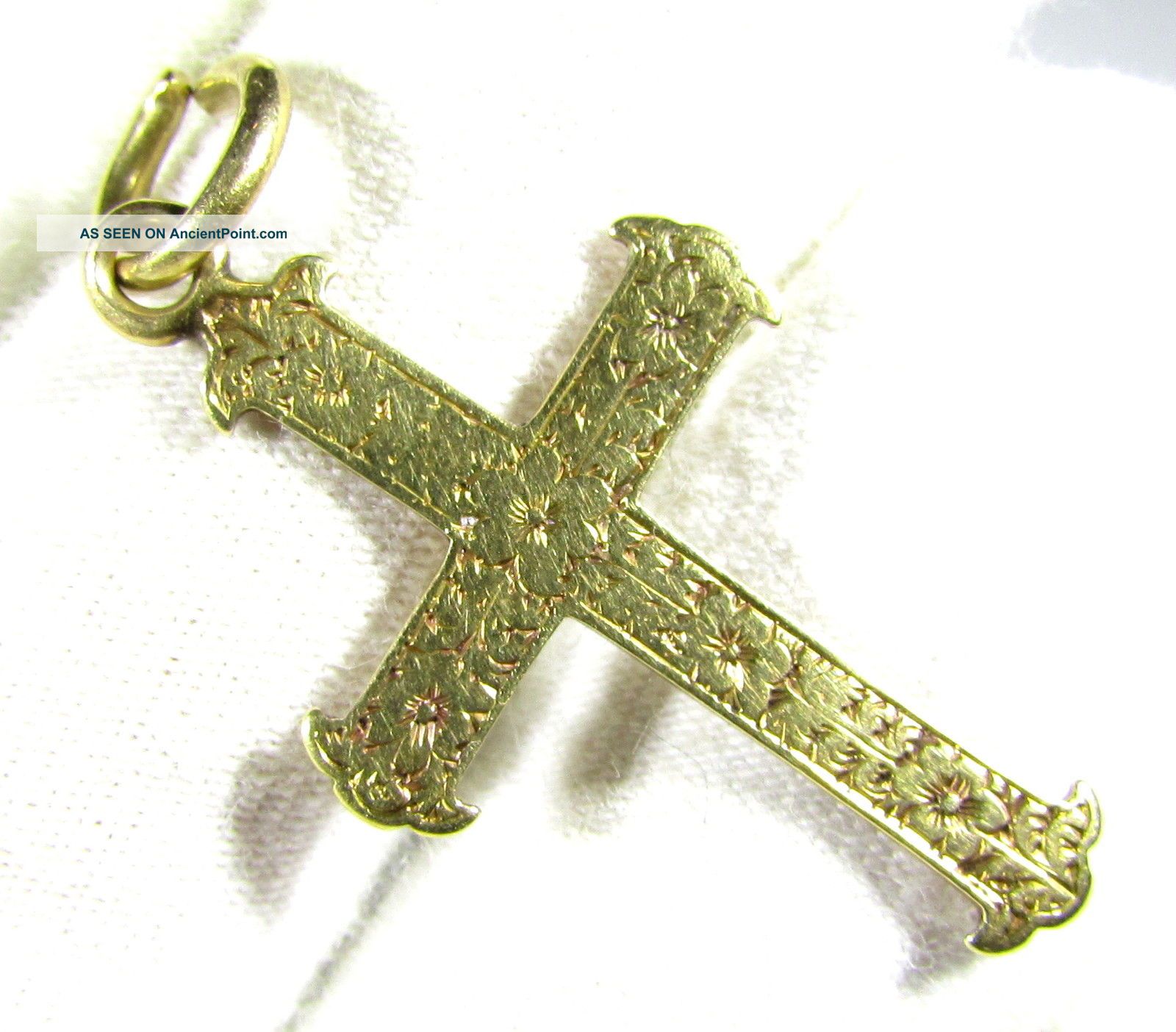 Post Medieval Gold Cross Pendant - Wearable - Necklace Cord - Ii37 Roman photo