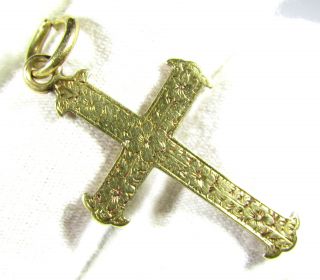 Post Medieval Gold Cross Pendant - Wearable - Necklace Cord - Ii37 photo