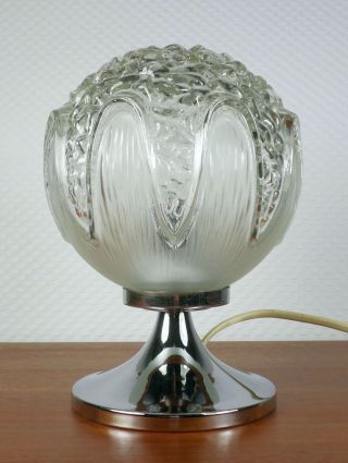 Vintage 1960 ' S 70 ' S Space Age Table Lamp Bubble Glass And Chrome photo