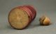 Lovely Antique Treen Wood Container Needle Sewing Thimble Case Box Old Red Paint Primitives photo 1