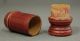 Lovely Antique Treen Wood Container Needle Sewing Thimble Case Box Old Red Paint Primitives photo 4