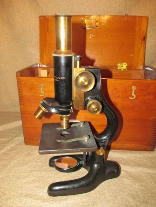 Antique Bausch & Lomb Microscope In Fitted Box photo