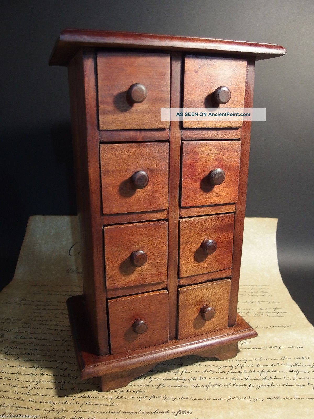Primitive Antique Style Wood Apothecary Spice Chest Cabinet 8 Drawers Primitives photo