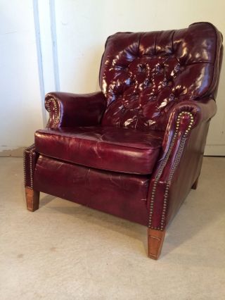 Quality Vintage Red Tufted Leather Club Lounge Chair 1930 ' S photo