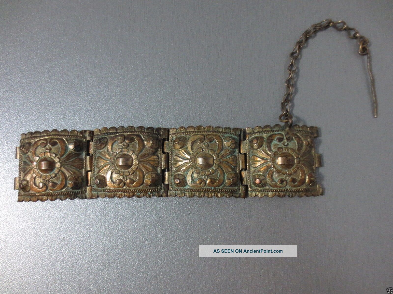 Antique 19th Century Silver Alloy Ottoman Women ' S Children Folk Bracelet Rare A Islamic photo