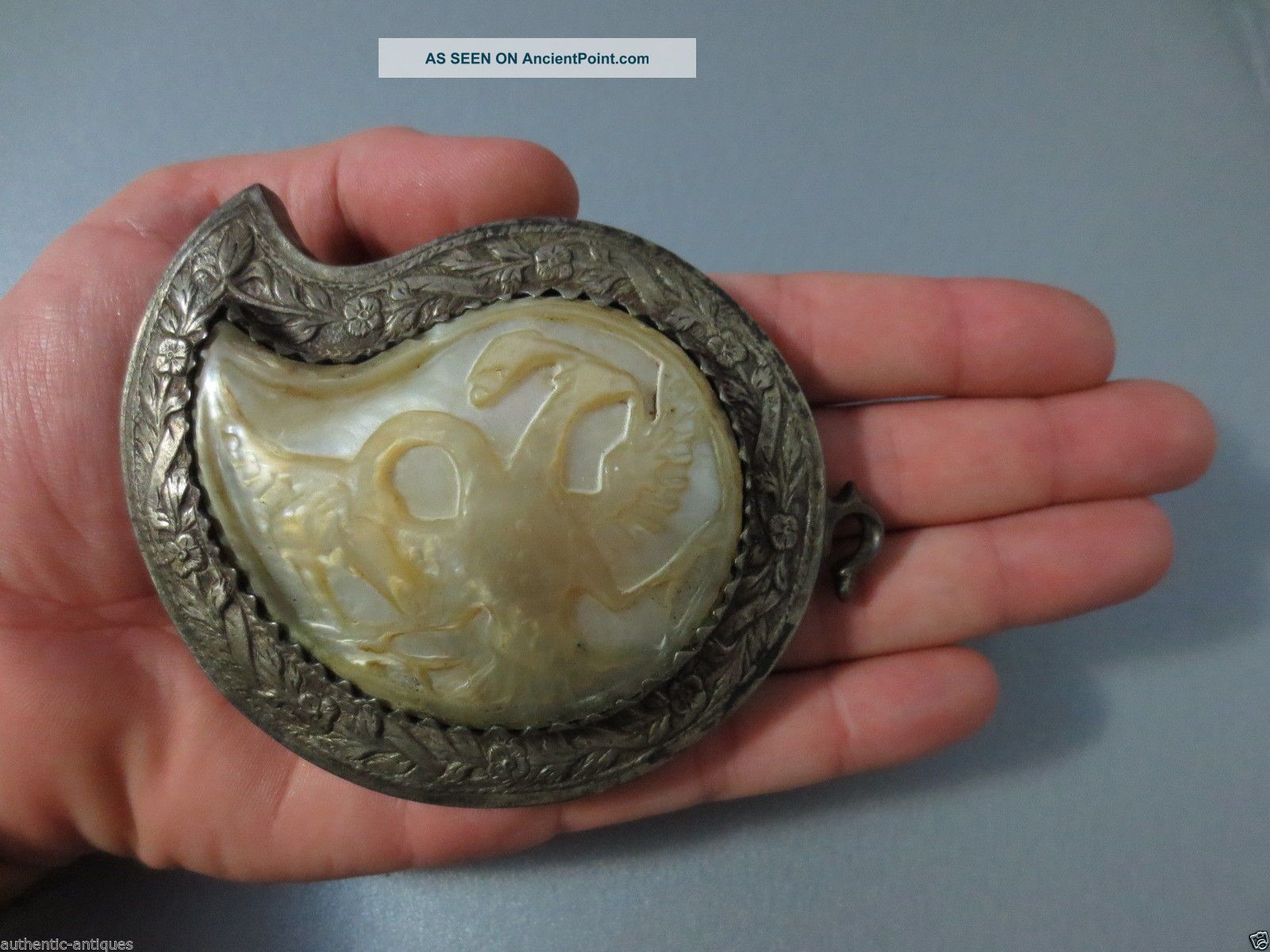 Top Start Price Antique Ottoman - Macedonian Silver Alloy Belt Buckle - Half Islamic photo