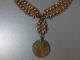Gorgeous Antique Ottoman Folklore Gold - Plated Necklace With Huge Coin - Islamic photo 1