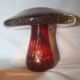 Viking Art Glass Mushroom Large Paperweight Mid Century Ruby With Bubbles Mid-Century Modernism photo 2