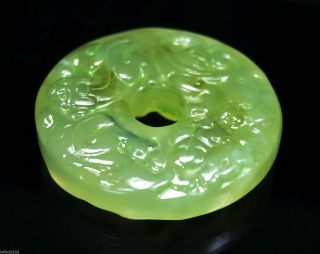 Vintage Chinese Qing Dynasty Natural Carved Green Jade Goat Paperweight/pendant photo