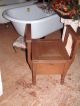 Vintage Commode Potty Toilet Seat Primitive Antique Chamber Pot Wooden Chair 1900-1950 photo 9